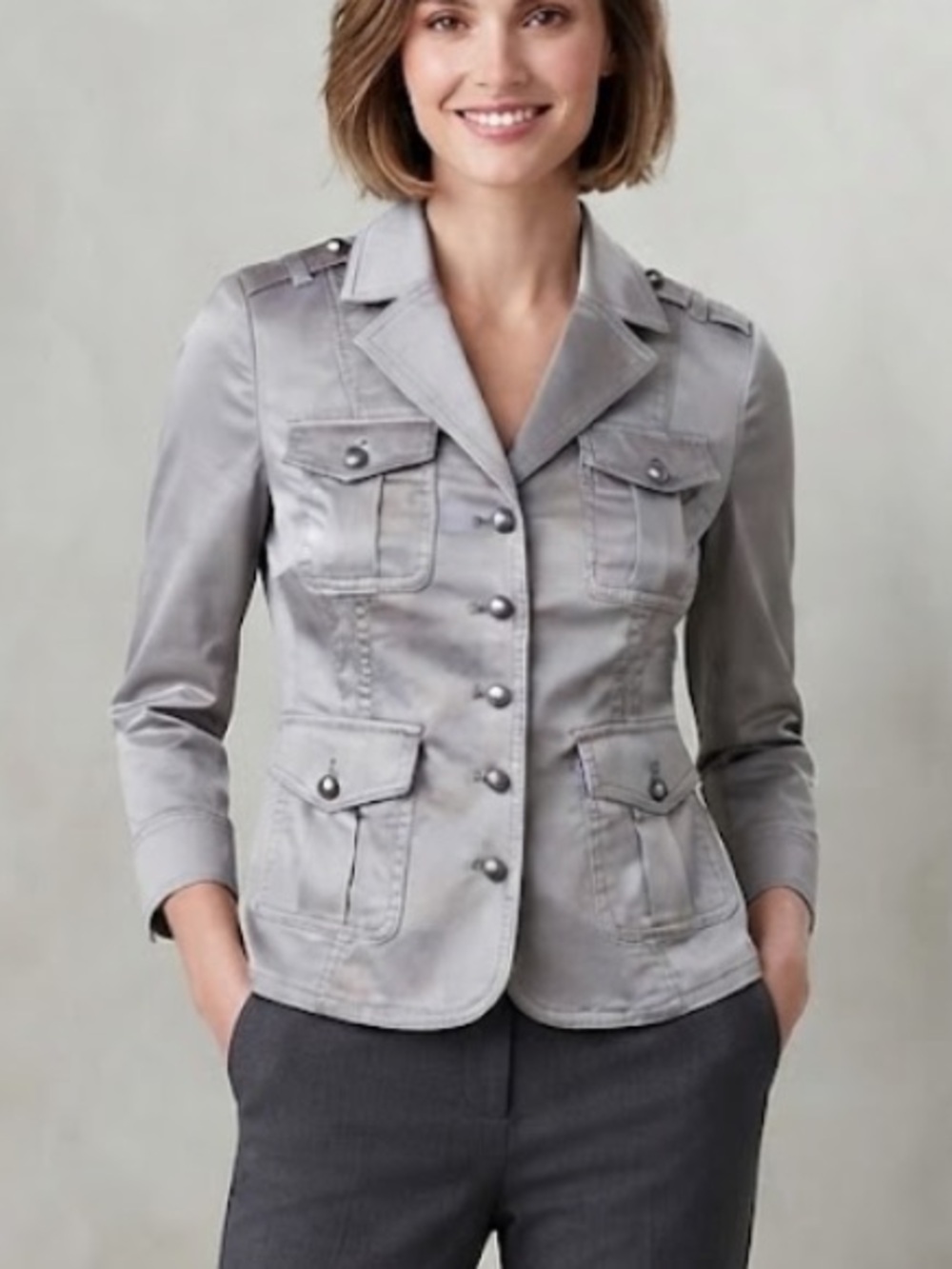 WHBM MERCURY GRAY MILITARY JACKET